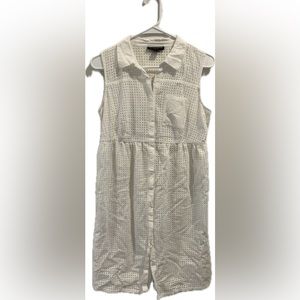 Motherhood maternity white eyelet button up collared dress with pocket